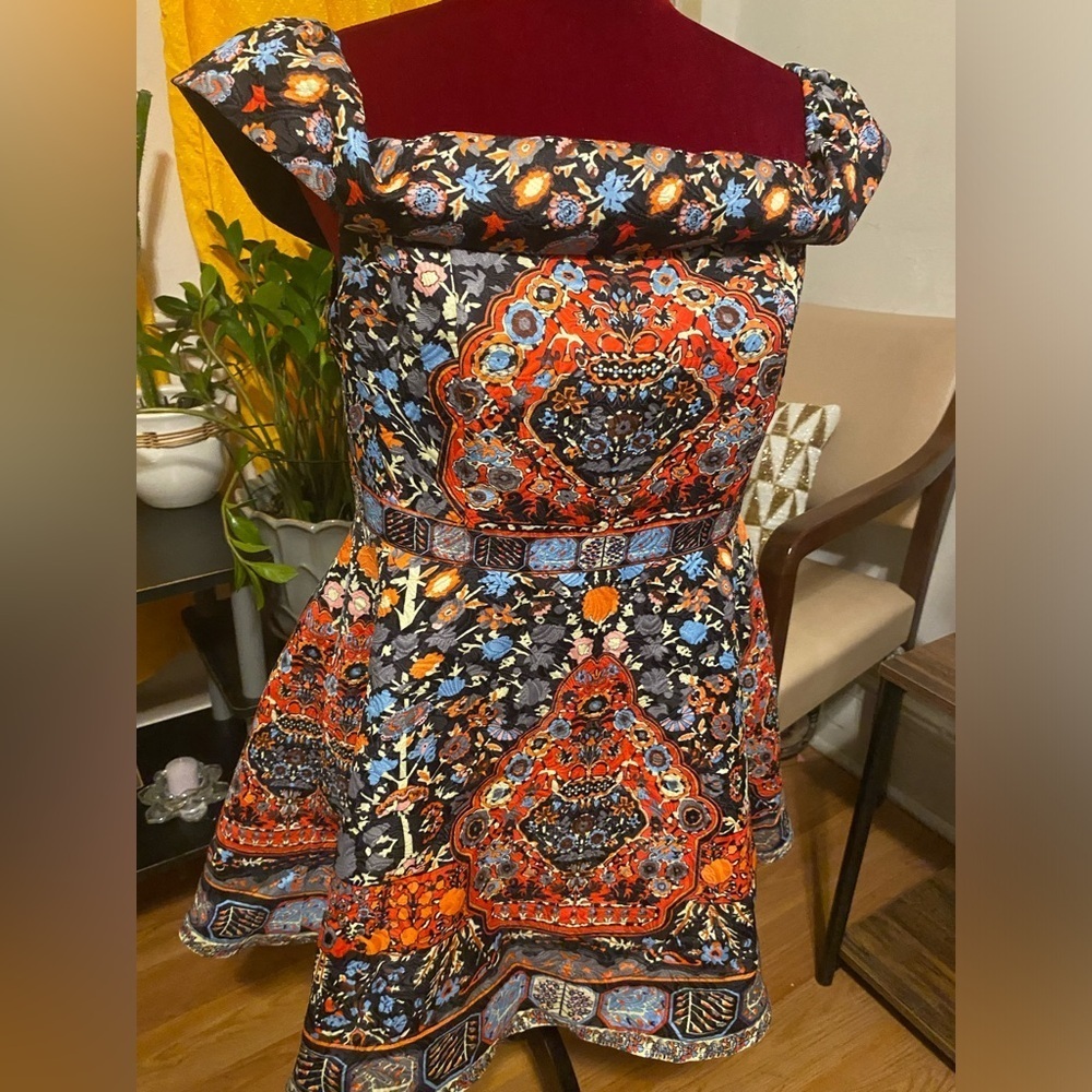 Comino Couture- Vintage | A line | Size 14 Folk Print | Party Mini Dress -